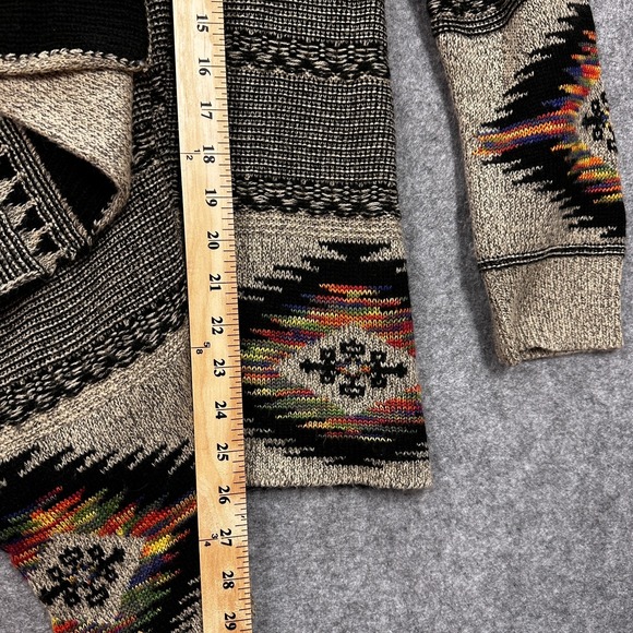 Signature Studio Open Cardigan Sweater Womans L Waterfall Front Aztec Tan Black - Picture 9 of 11